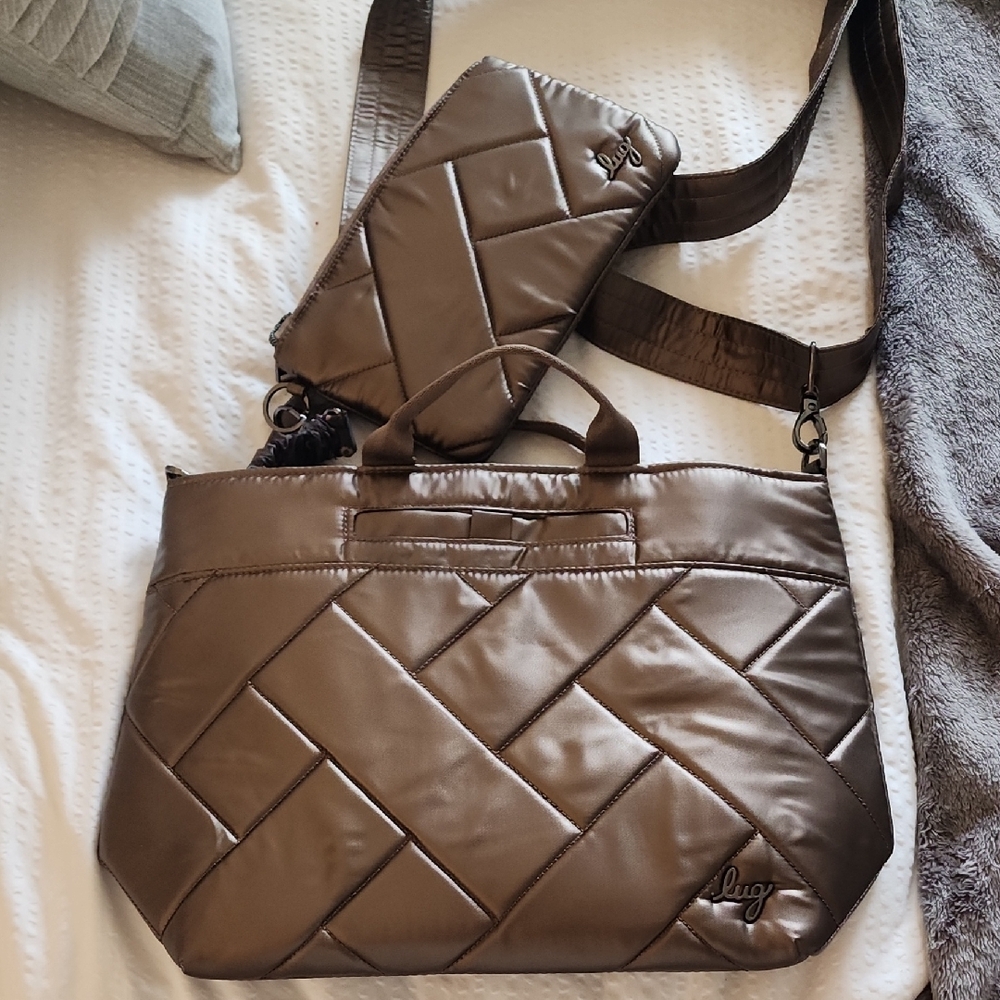 Lug Women's Quilted Brown Travel Bag Set